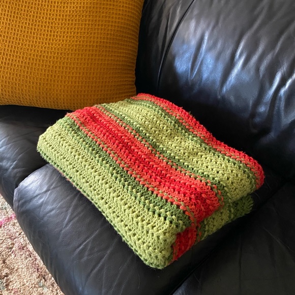 boho mid century blanket handmade vintage - Picture 8 of 8